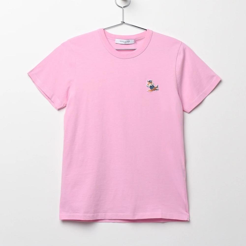 Maison Kitsune Dressed Fox Patch Classic T-Shirt Pink Women’s Size Small
